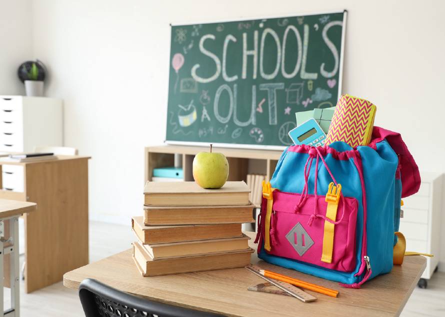 schoolbag and books